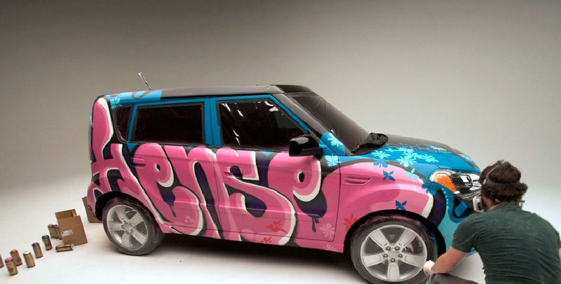 Illustration for article titled Kia Soul Graffitized With Aqua Teen Hunger Force Characters